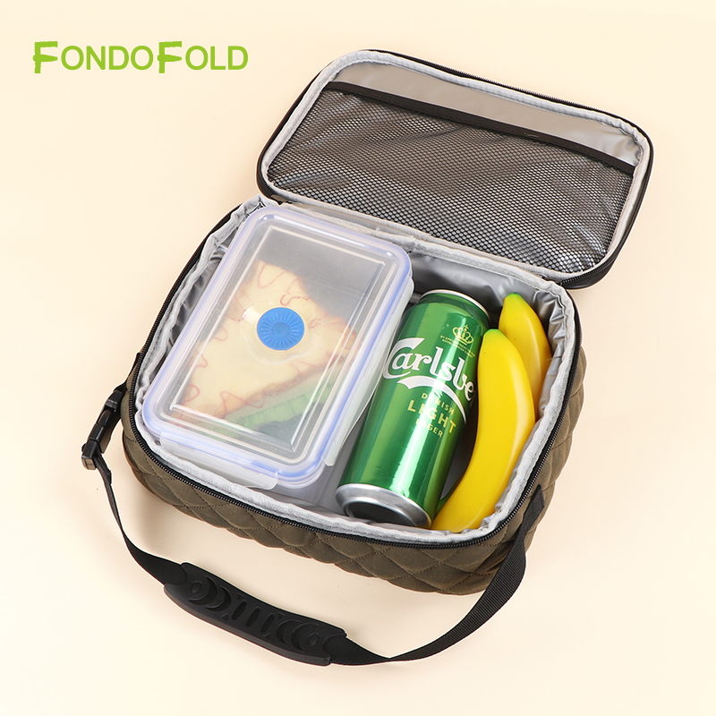 Diamond Quilted Insulated Lunch Bag Portable Thermal Cooler Tote Bag for Work Picnic